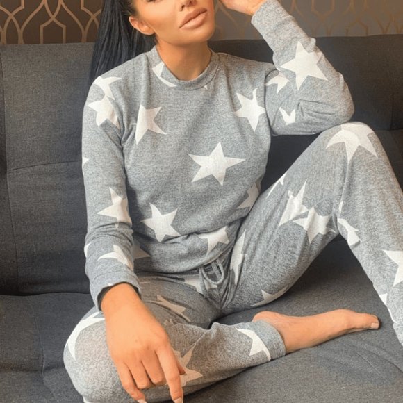 Madelynn Grey Star Print Jogger Lounge Set - Picture 6 of 13